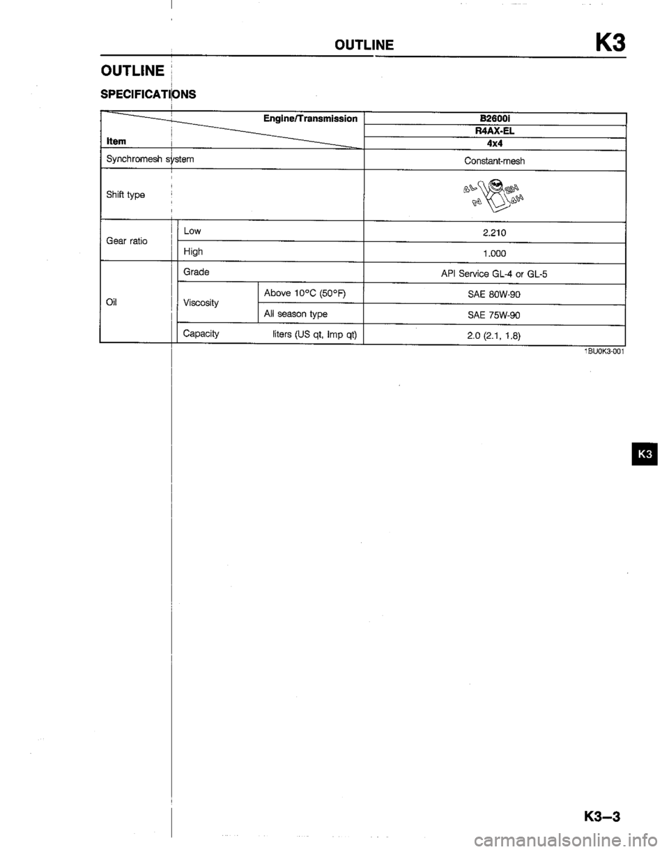 MAZDA B2200 1992  Workshop Manual 