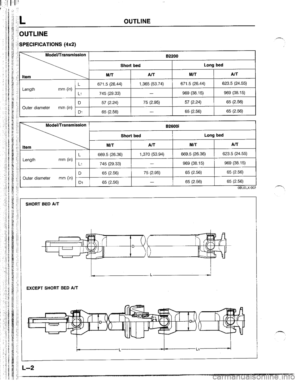 MAZDA B2200 1992  Workshop Manual 