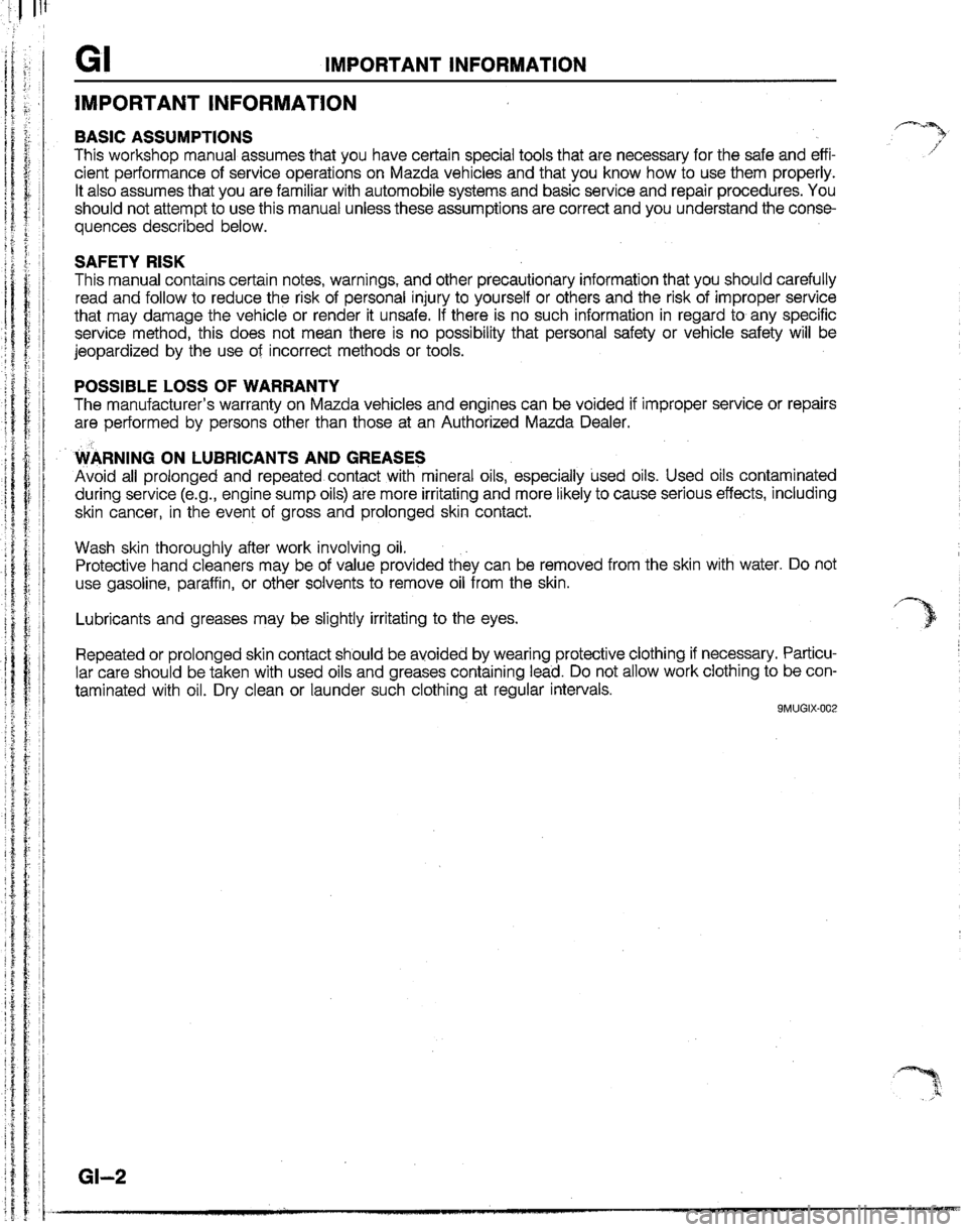 MAZDA B2600I 1992  Workshop Manual 