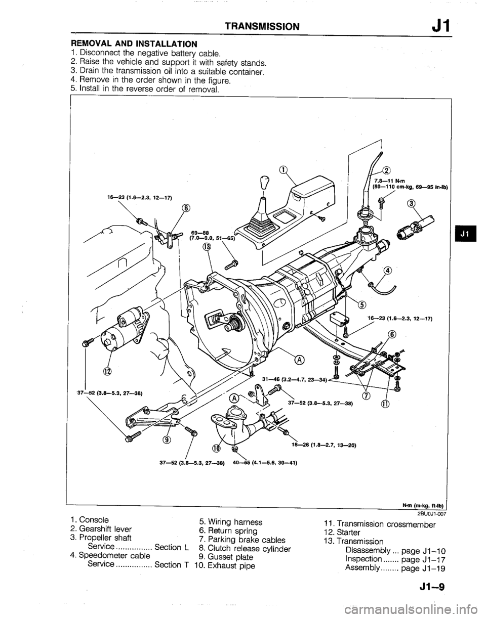 MAZDA B2600I 1992  Workshop Manual 