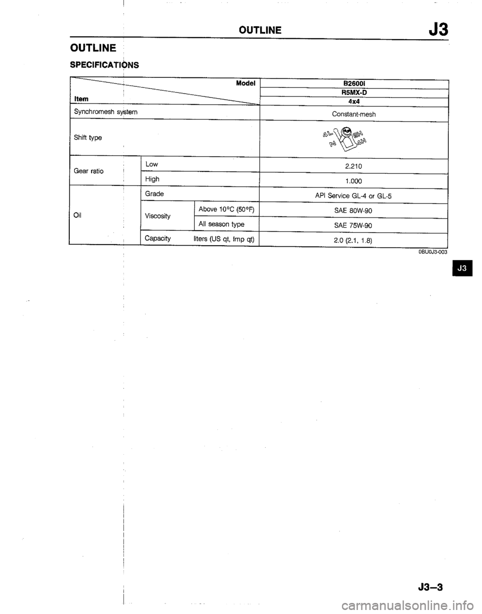 MAZDA B2600I 1992  Workshop Manual 