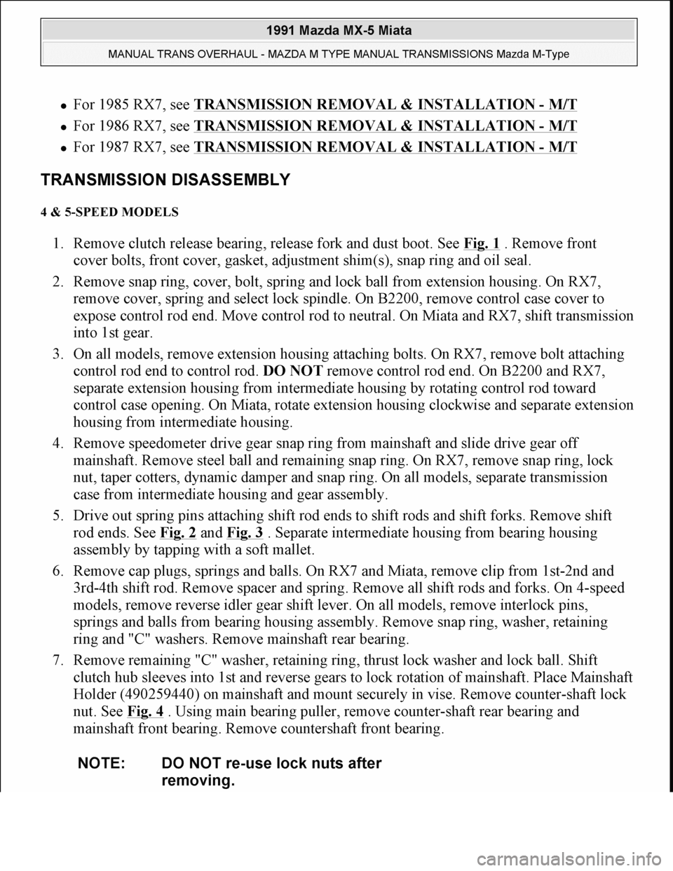 MAZDA MIATA 1991  Factory Service Manual 