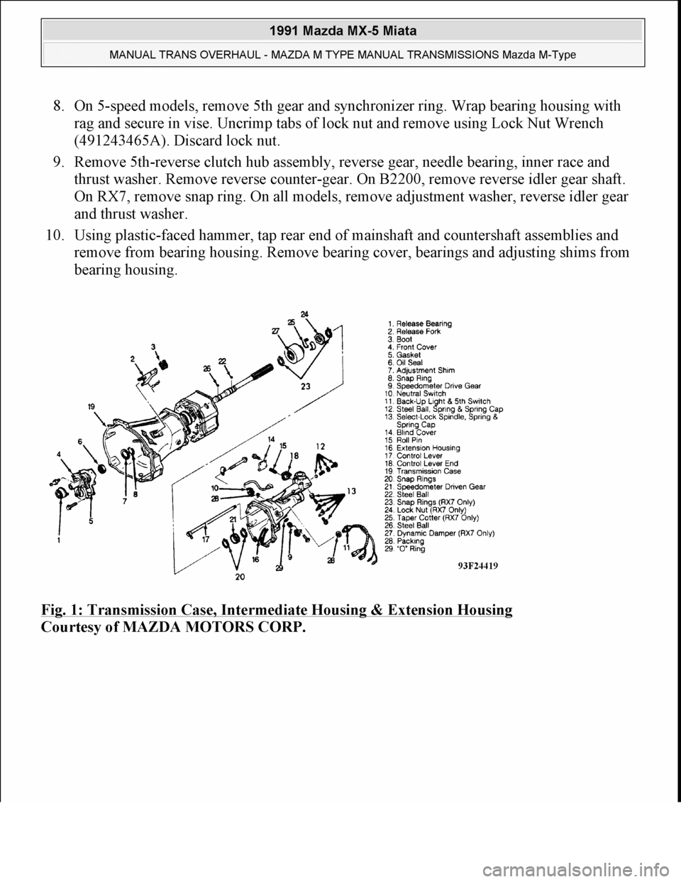 MAZDA MIATA 1991  Factory Service Manual 