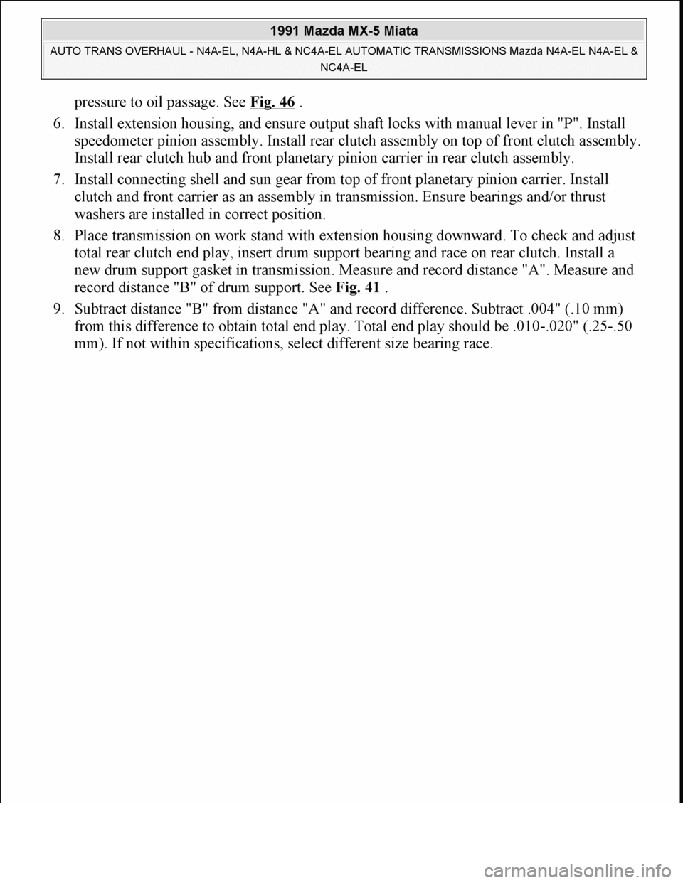 MAZDA MIATA 1991  Factory Service Manual 