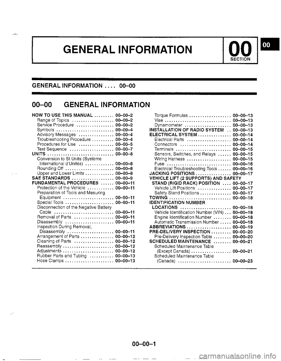 MAZDA MIATA 1999  Workshop Manual 