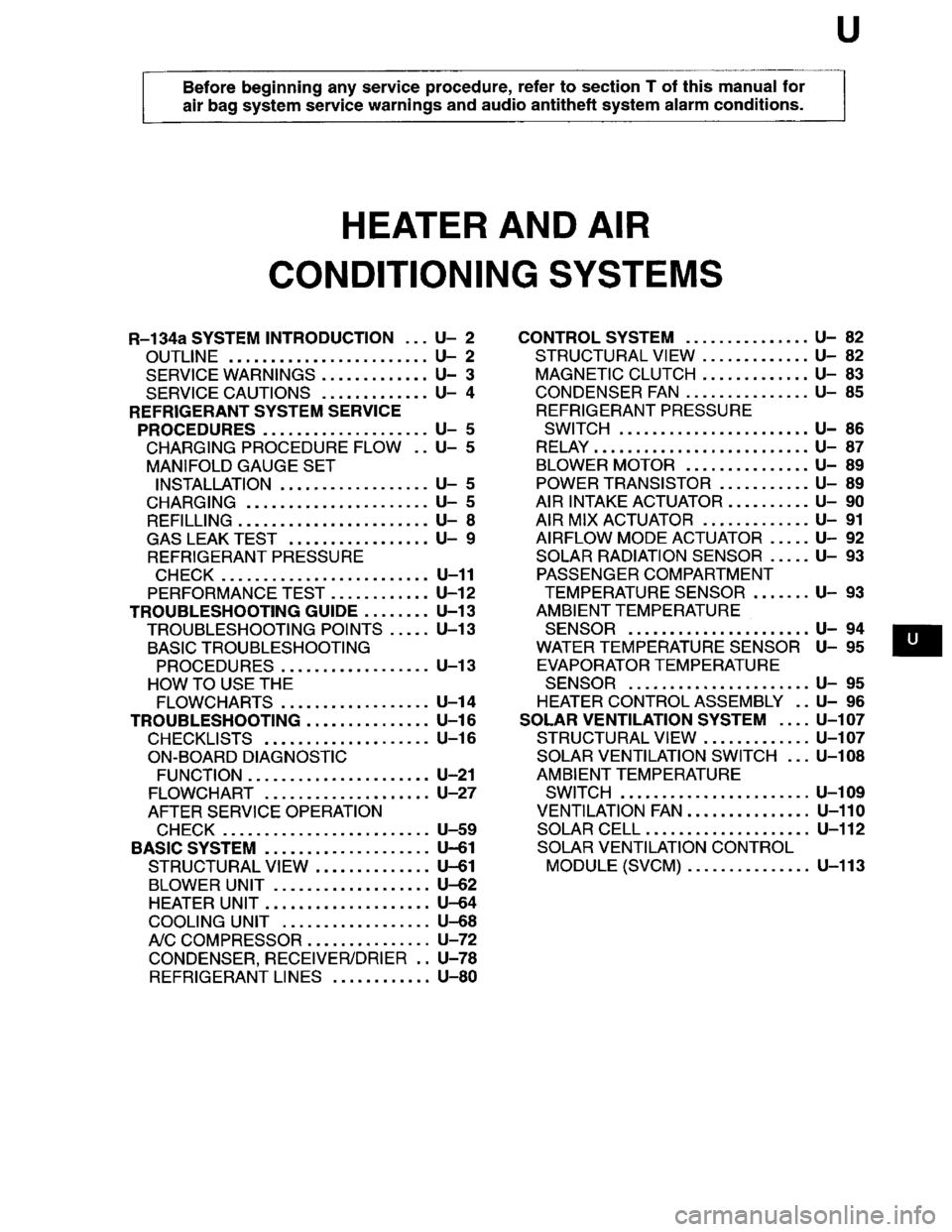 MAZDA MILLENIA 1996  Workshop Manual 