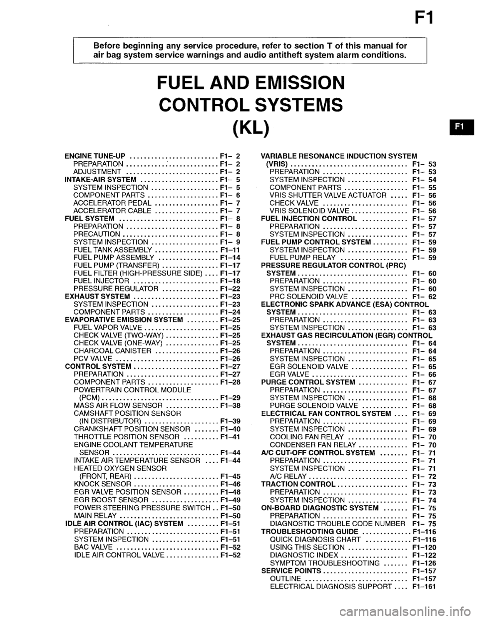 MAZDA MILLENIA 1996  Workshop Manual 