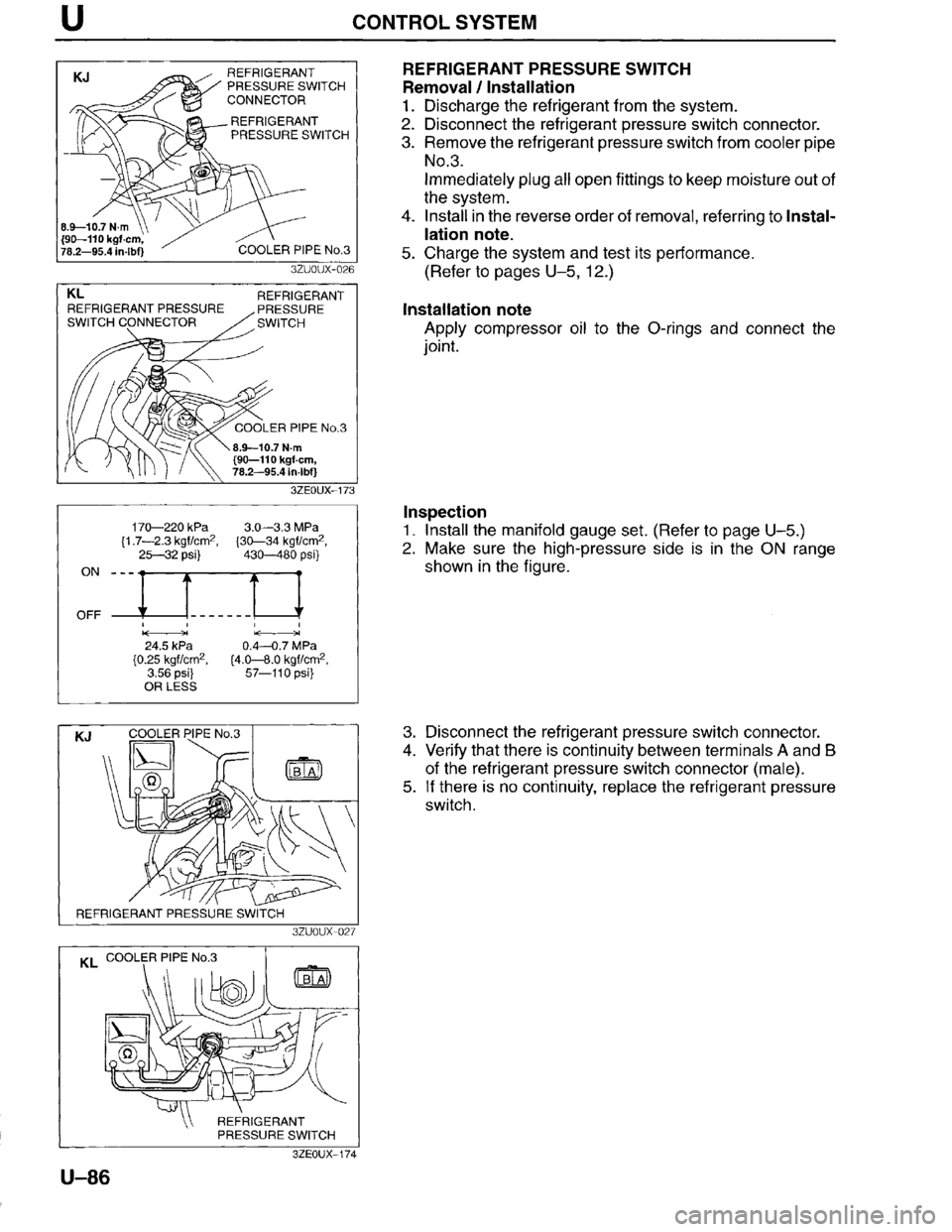 MAZDA MILLENIA 1996  Workshop Manual 