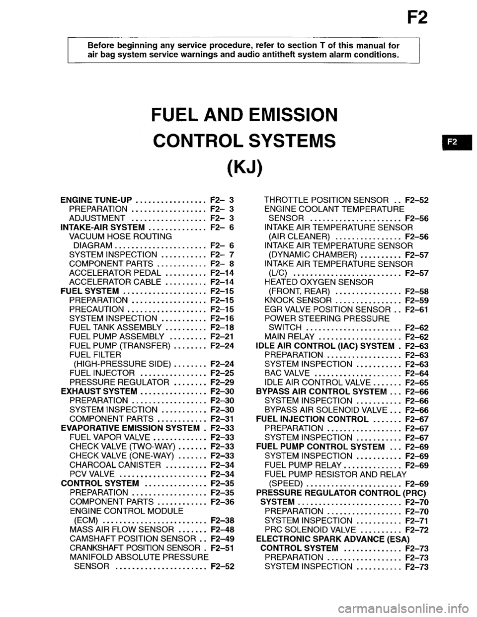 MAZDA MILLENIA 1996  Workshop Manual 