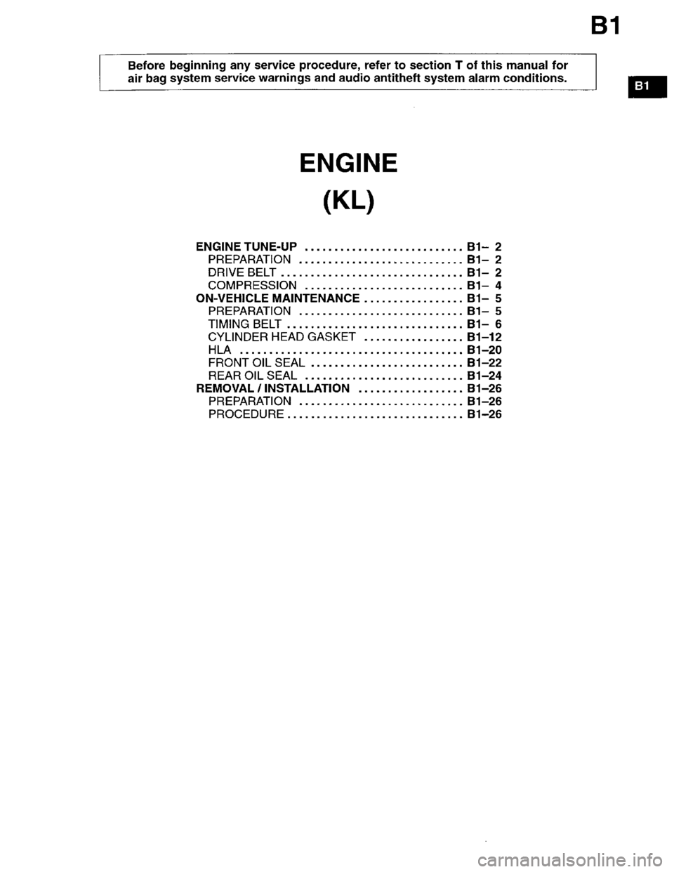 MAZDA MILLENIA 1996  Workshop Manual 