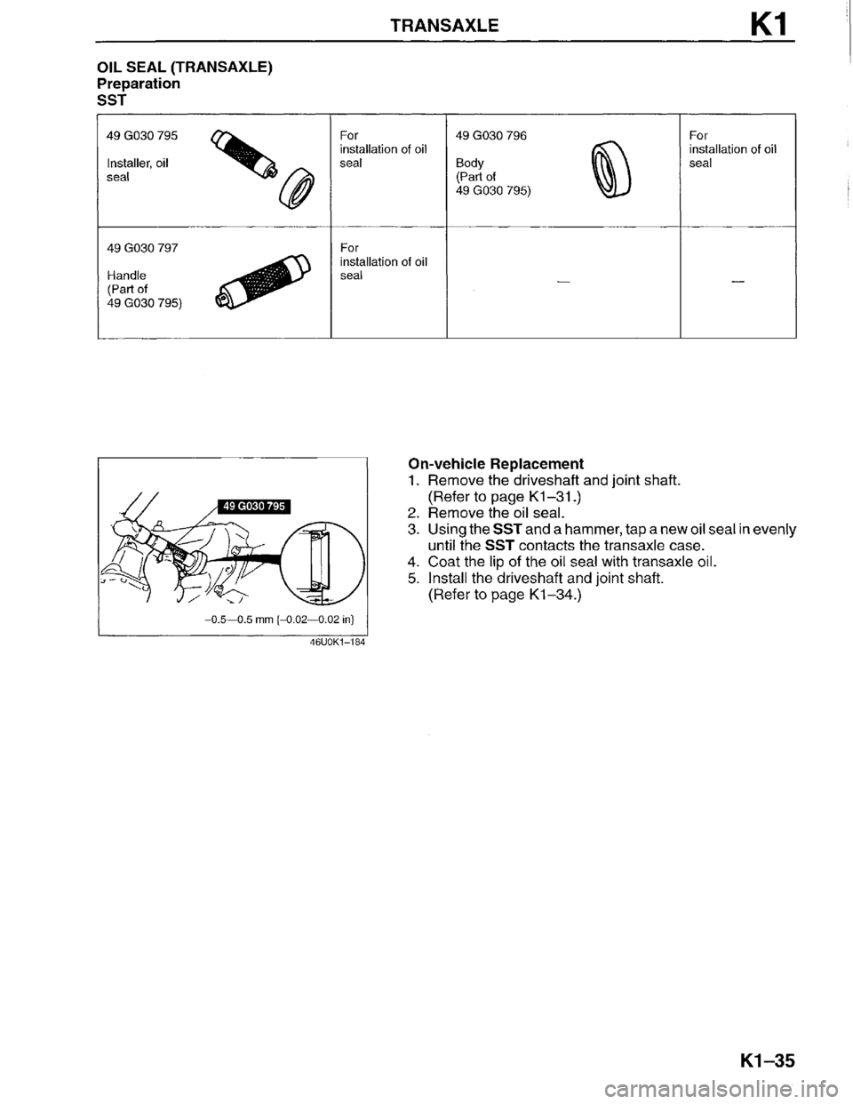 MAZDA MILLENIA 1996  Workshop Manual 
