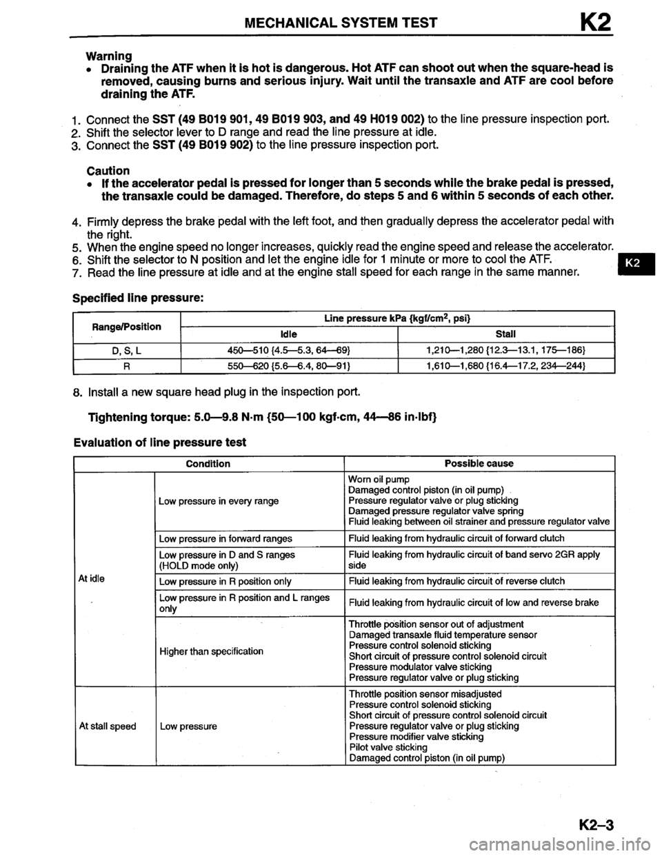 MAZDA MILLENIA 1996  Workshop Manual 