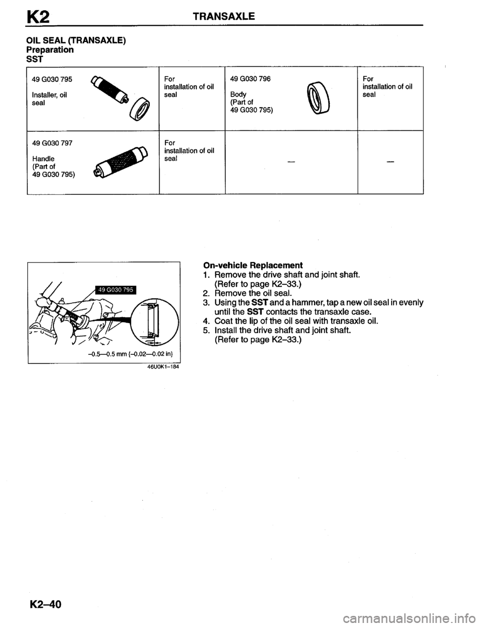 MAZDA MILLENIA 1996  Workshop Manual 