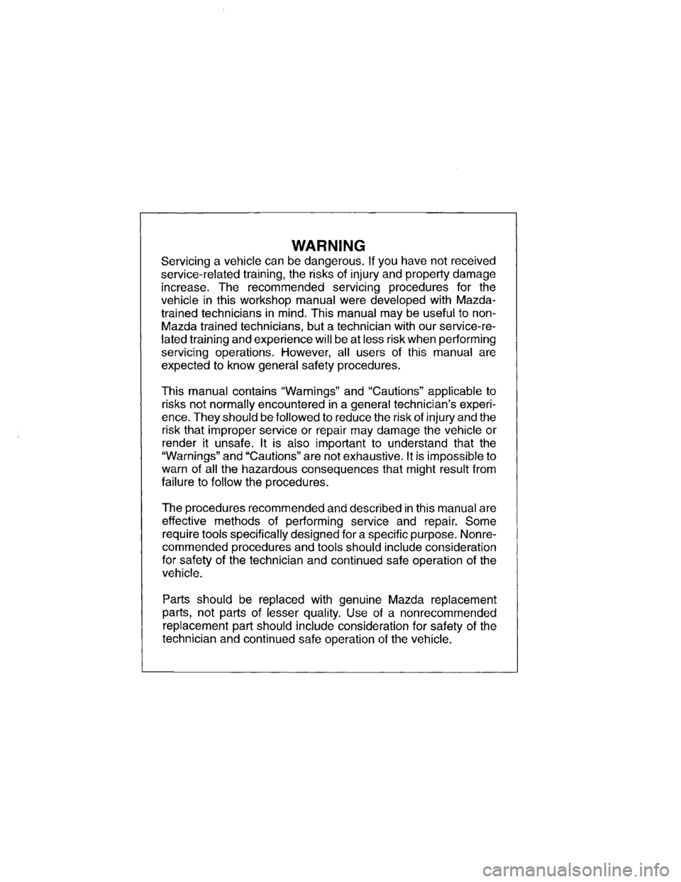 MAZDA MPV 1996  Workshop Manual 