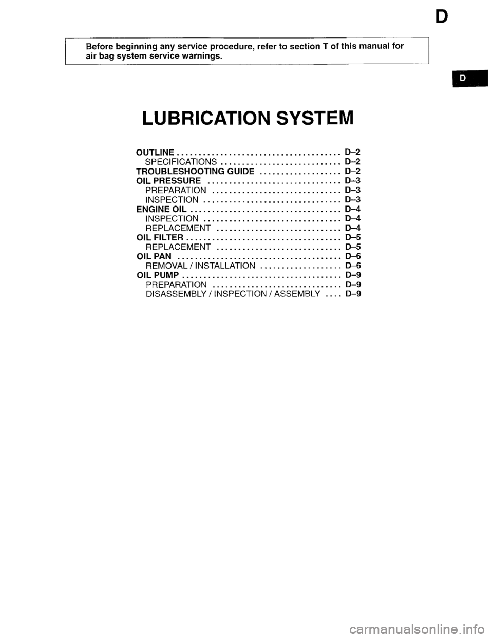 MAZDA MPV 1996  Workshop Manual 