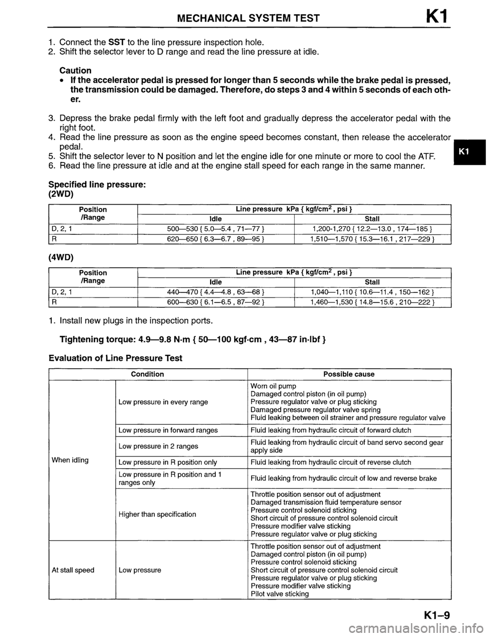 MAZDA MPV 1996  Workshop Manual 