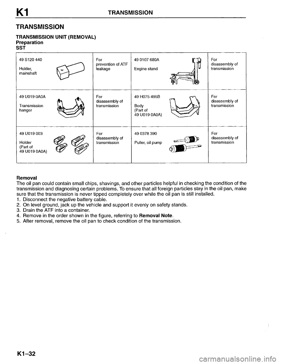 MAZDA MPV 1996  Workshop Manual 