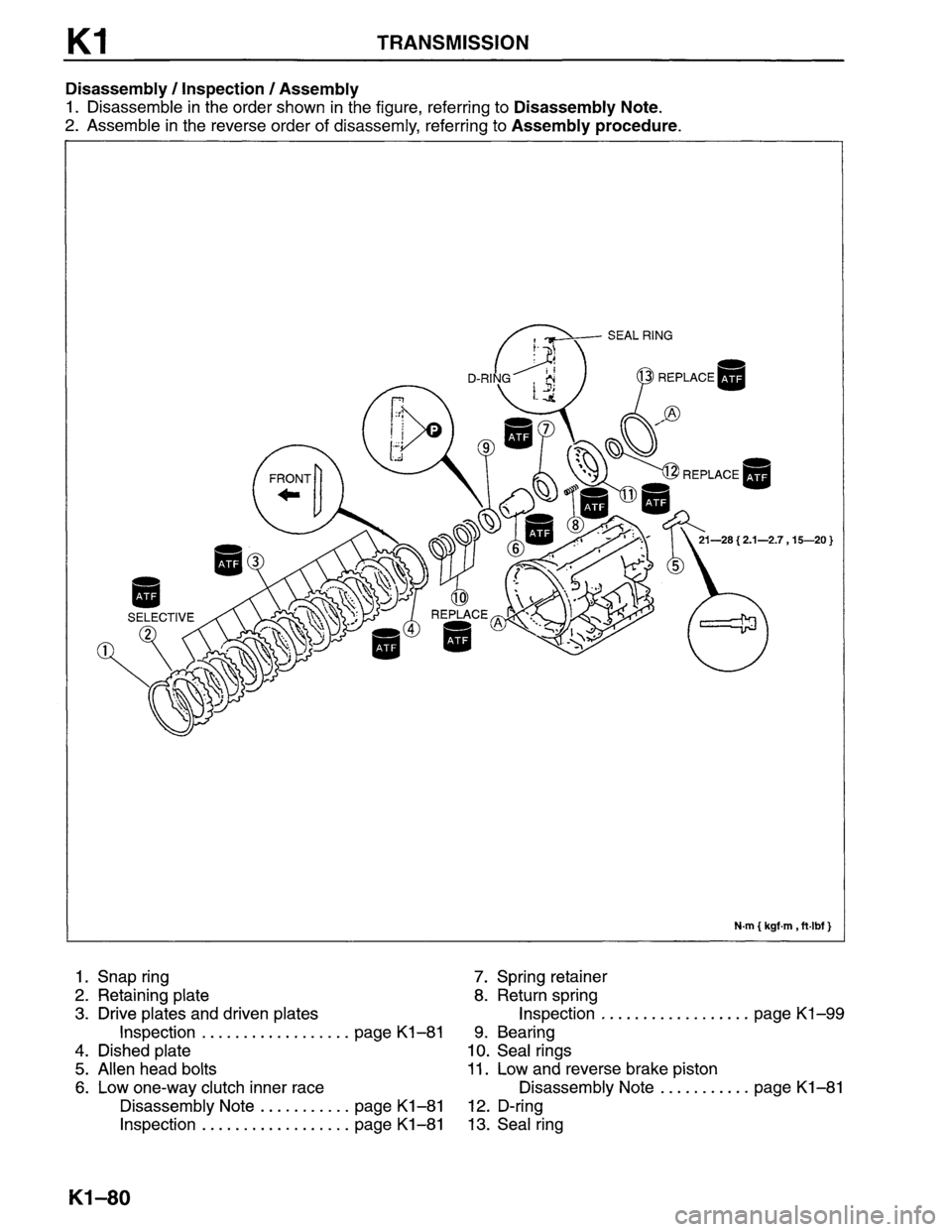 MAZDA MPV 1996  Workshop Manual 