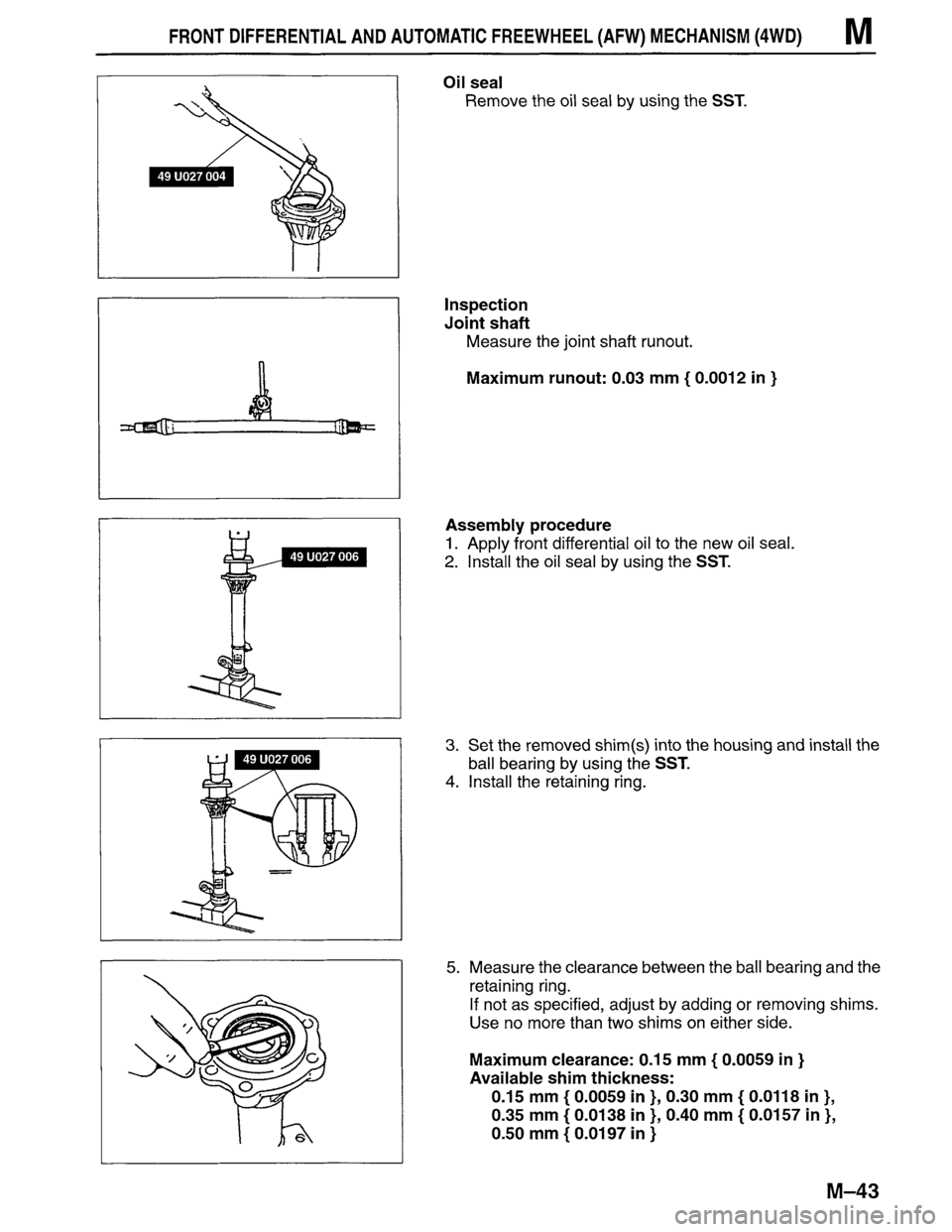 MAZDA MPV 1996  Workshop Manual 