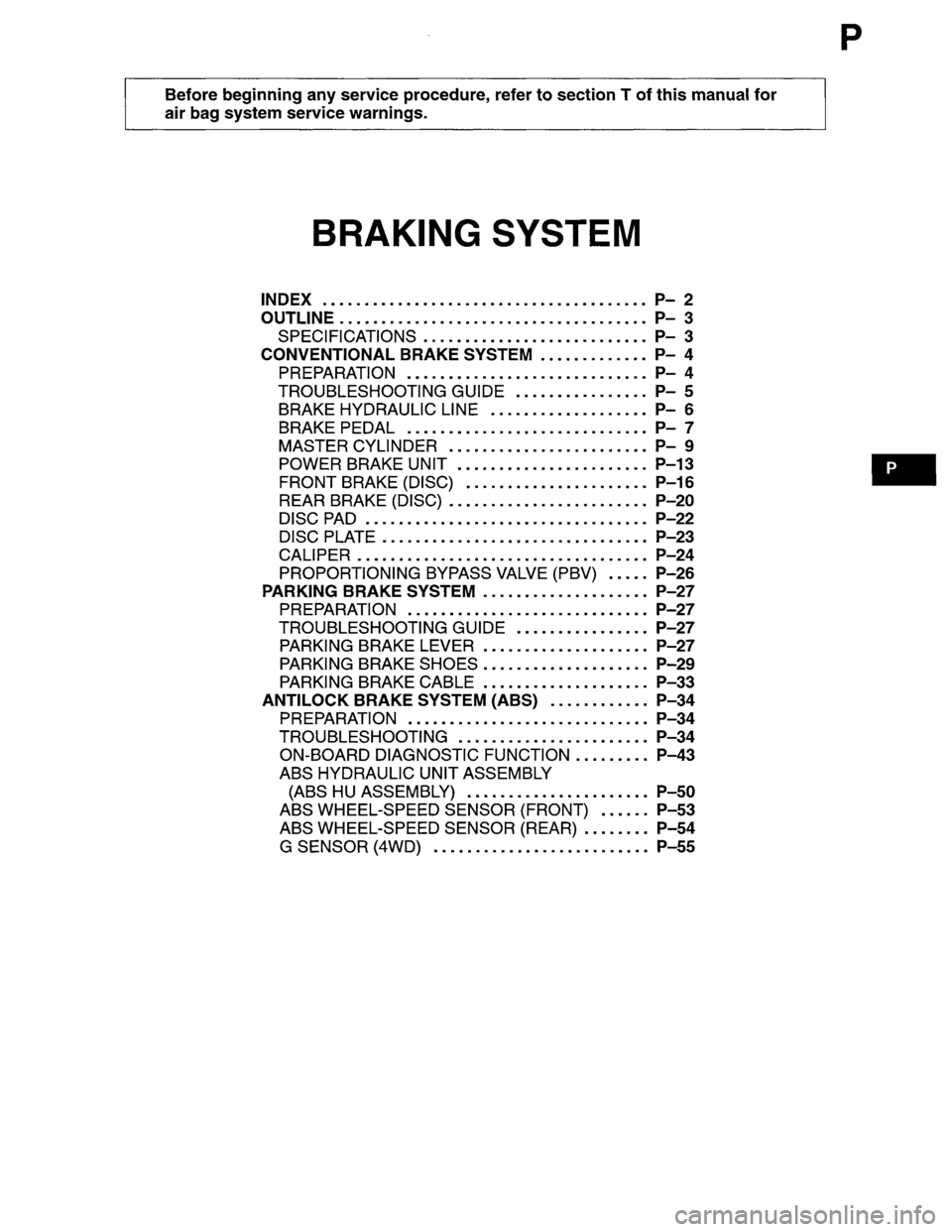 MAZDA MPV 1996  Workshop Manual 