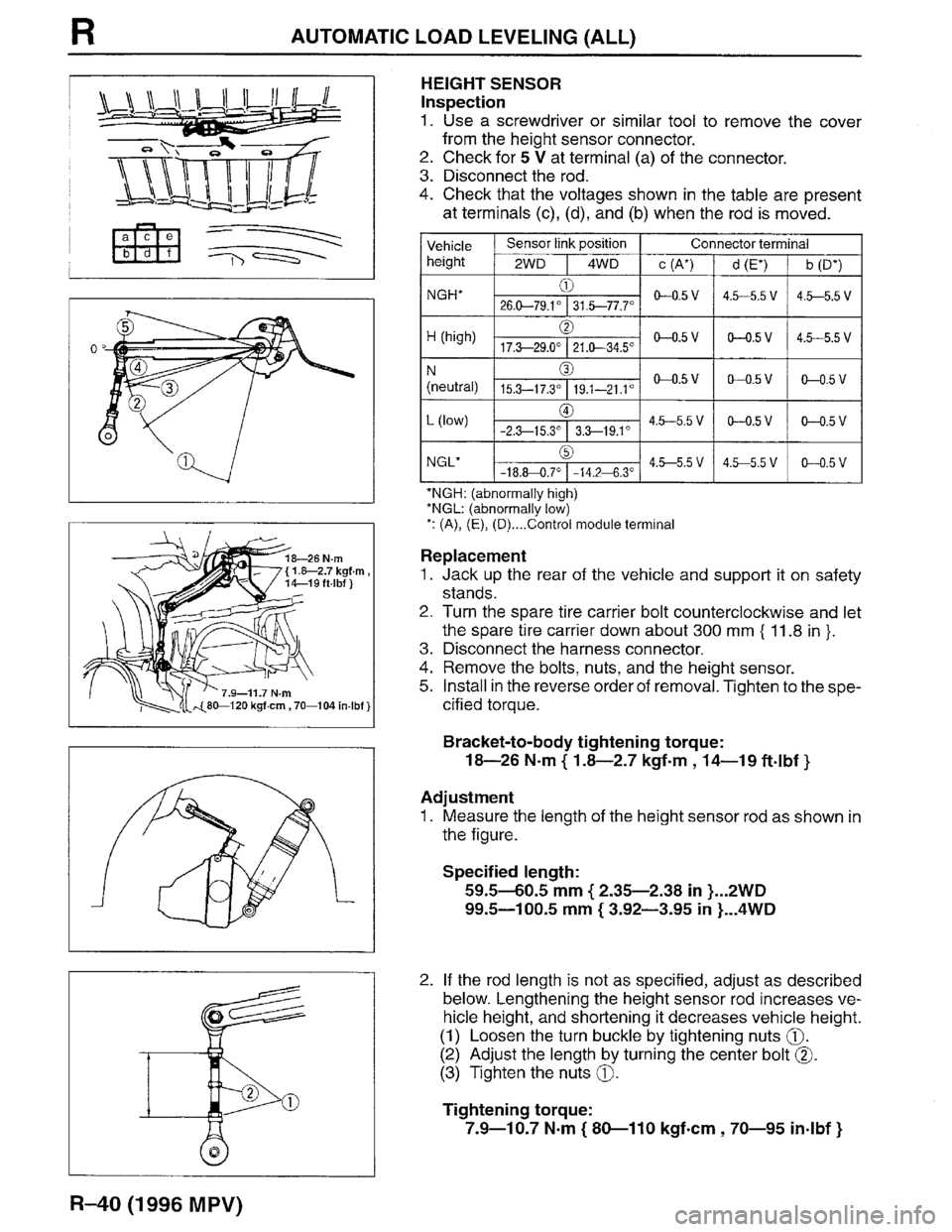 MAZDA MPV 1996  Workshop Manual 