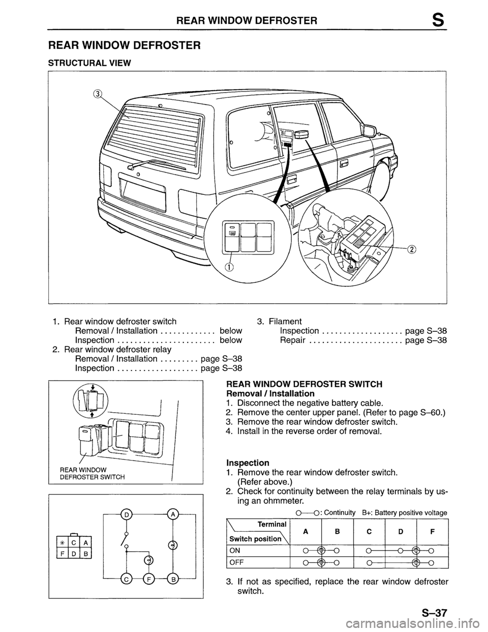 MAZDA MPV 1996  Workshop Manual 