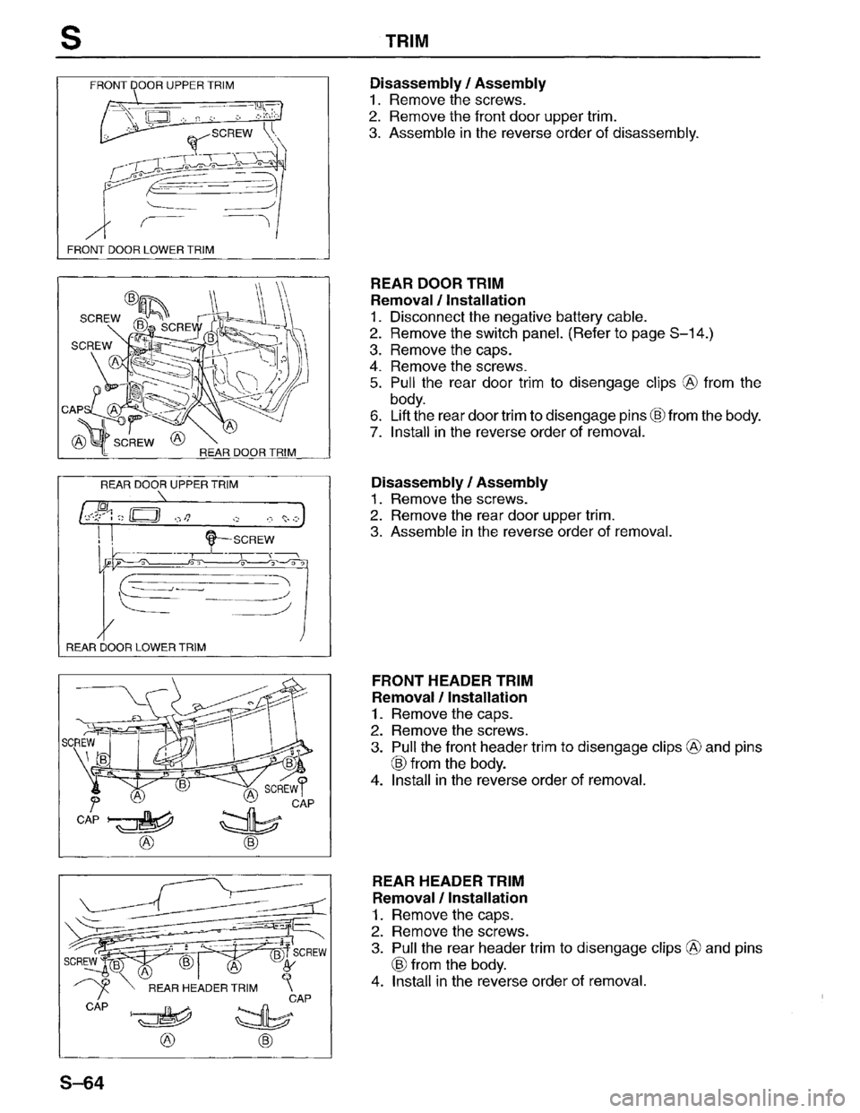 MAZDA MPV 1996  Workshop Manual 