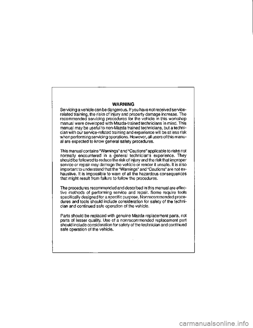 MAZDA MX-3 1995  Workshop Manual 