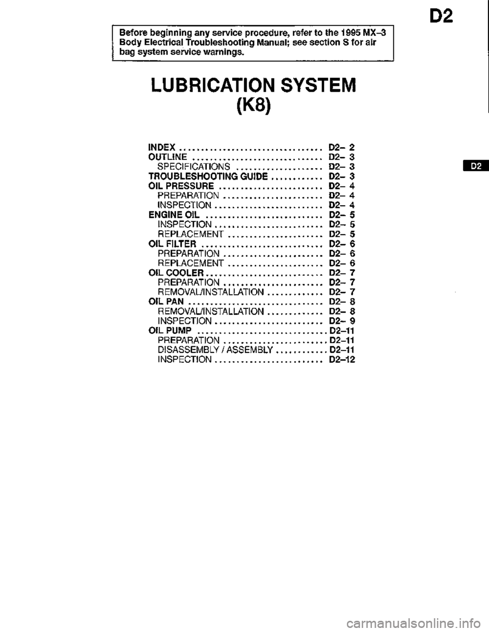 MAZDA MX-3 1995  Workshop Manual 