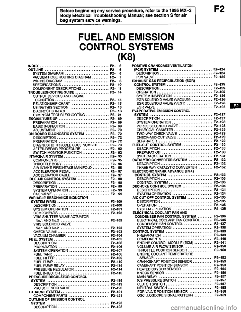 MAZDA MX-3 1995  Workshop Manual 