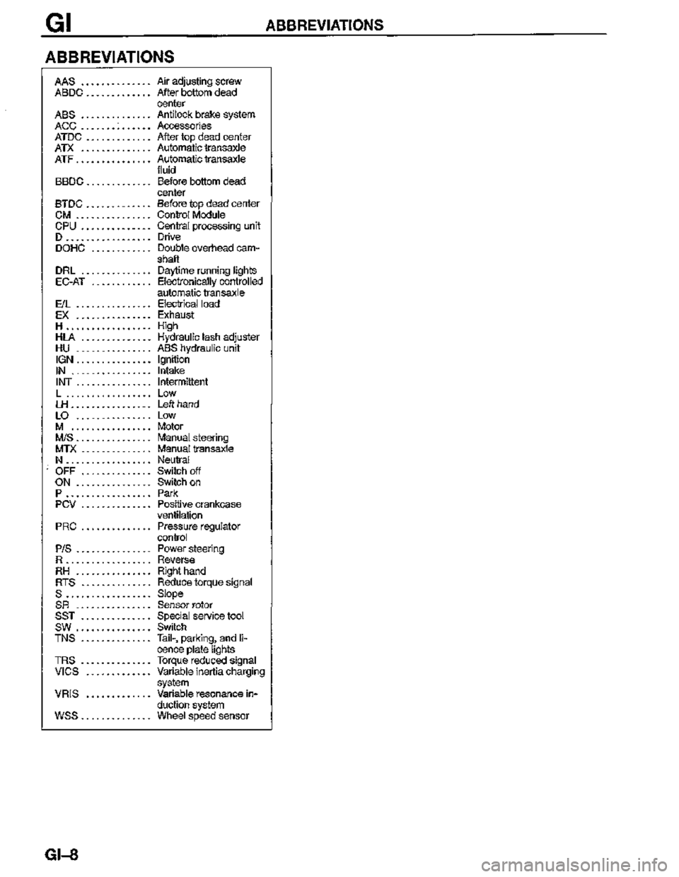 MAZDA MX-3 1995  Workshop Manual 