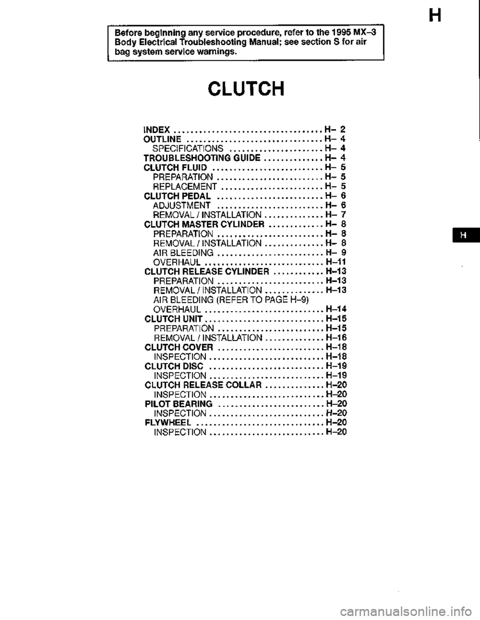 MAZDA MX-3 1995  Workshop Manual 