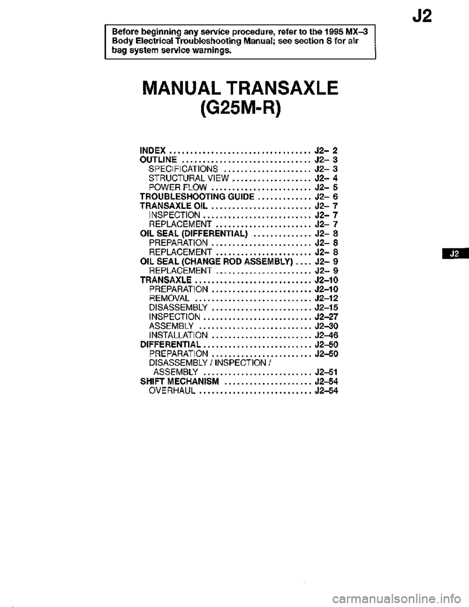 MAZDA MX-3 1995  Workshop Manual 