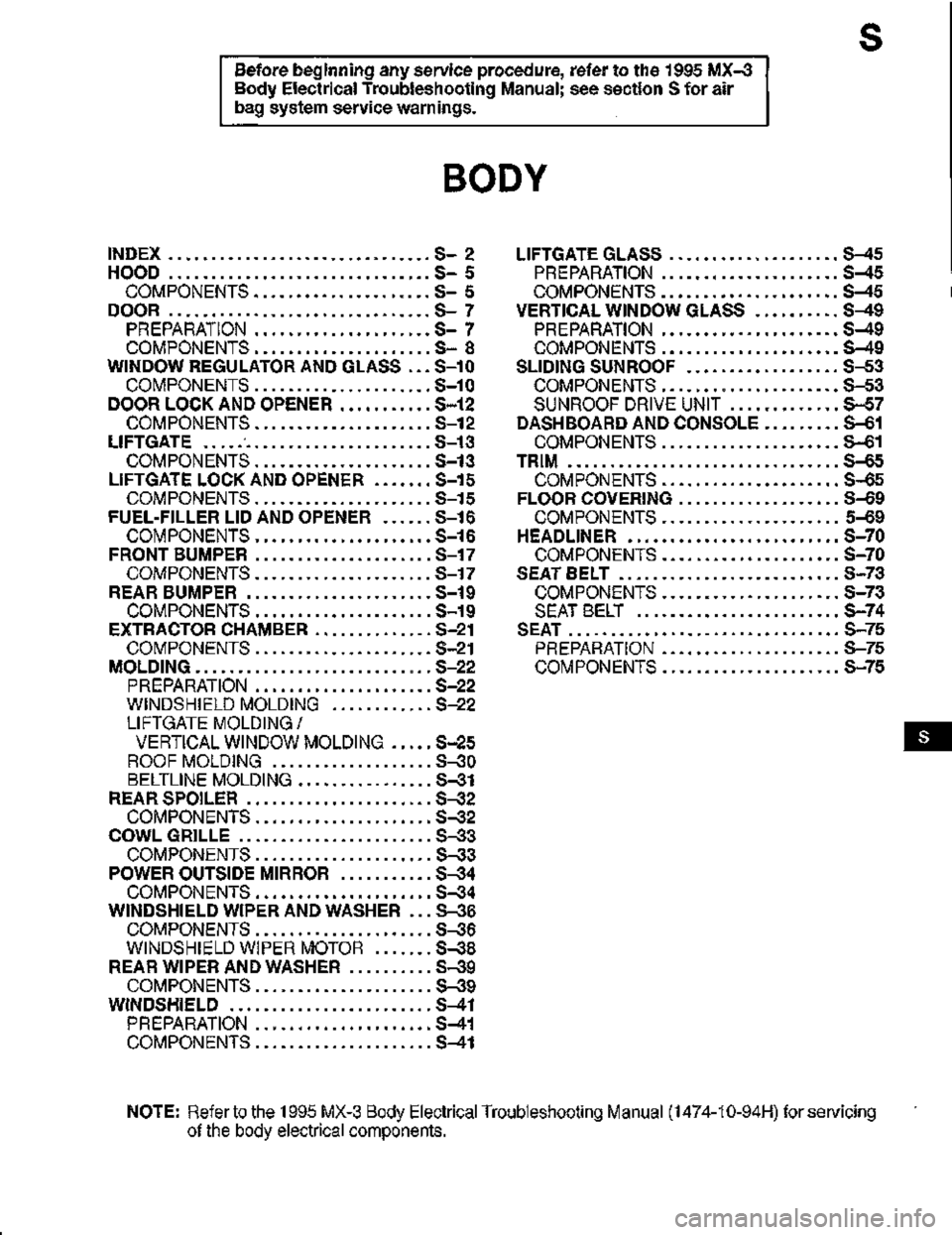 MAZDA MX-3 1995  Workshop Manual 