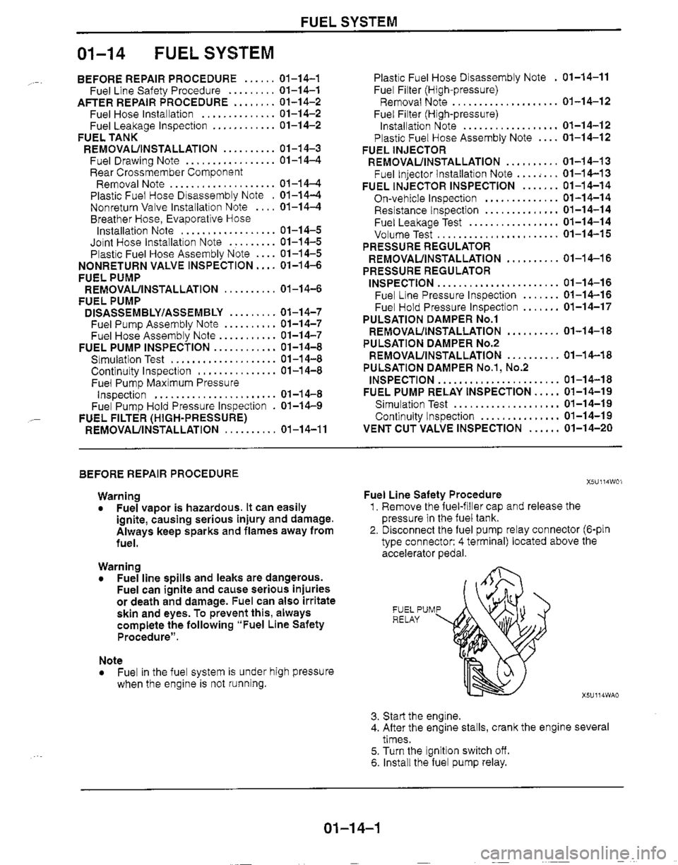 MAZDA MX-5 1999  Workshop Manual 