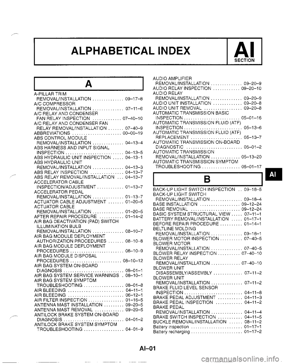MAZDA MX-5 1999  Workshop Manual 