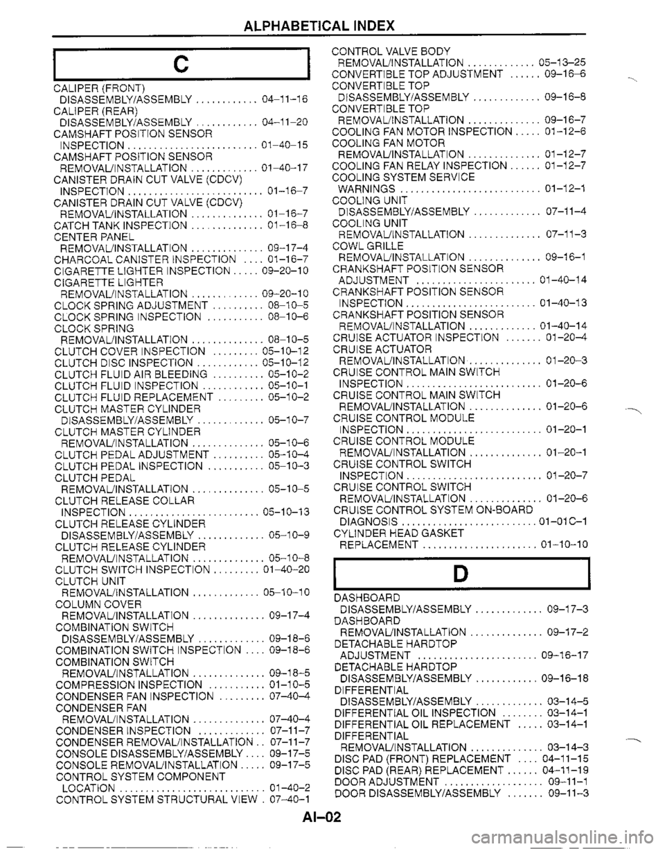 MAZDA MX-5 1999  Workshop Manual 