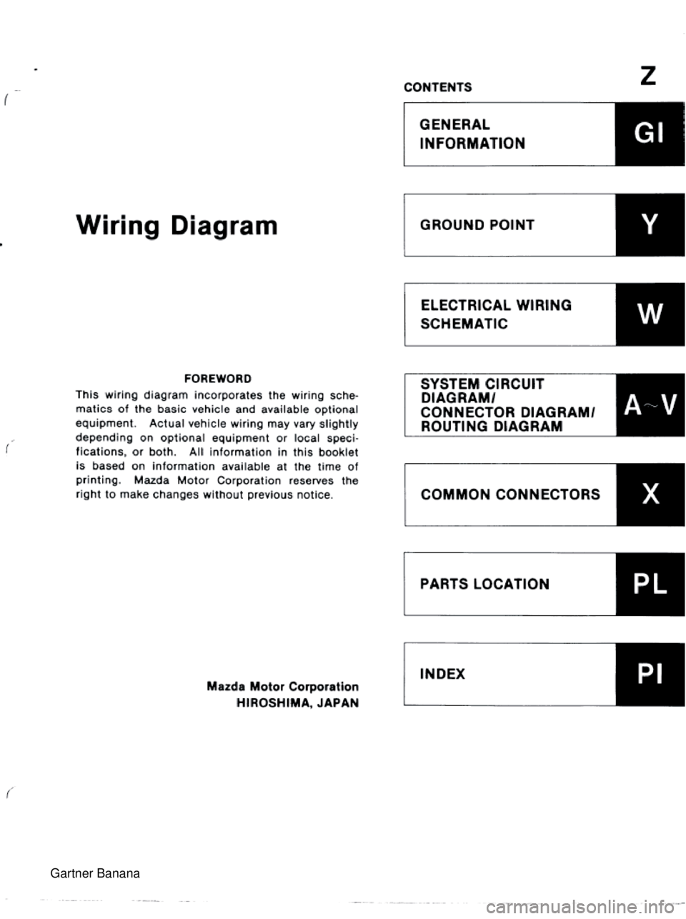 MAZDA MX-5 1994  Workshop Manual  Gartner Banana  