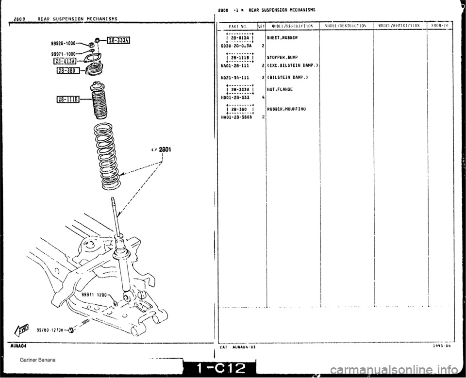 MAZDA MX-5 1994  Workshop Manual 260 0 REAR SUSPENSION MECHANISMS   Gartner Banana  