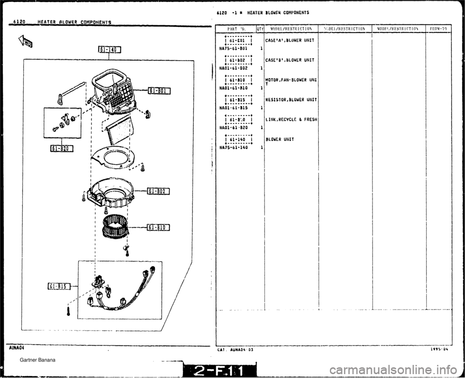 MAZDA MX-5 1994  Workshop Manual 6120 -1 M HEATER BLdUEU COMPONENTS   Gartner Banana  