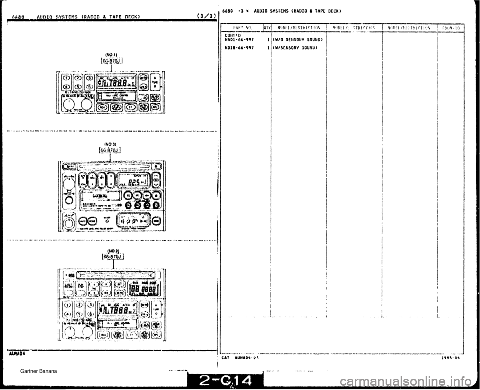 MAZDA MX-5 1994  Workshop Manual 4680 -3 k AUDIO SVSYGHS (RADIO C TAPE DECK   Gartner Banana  