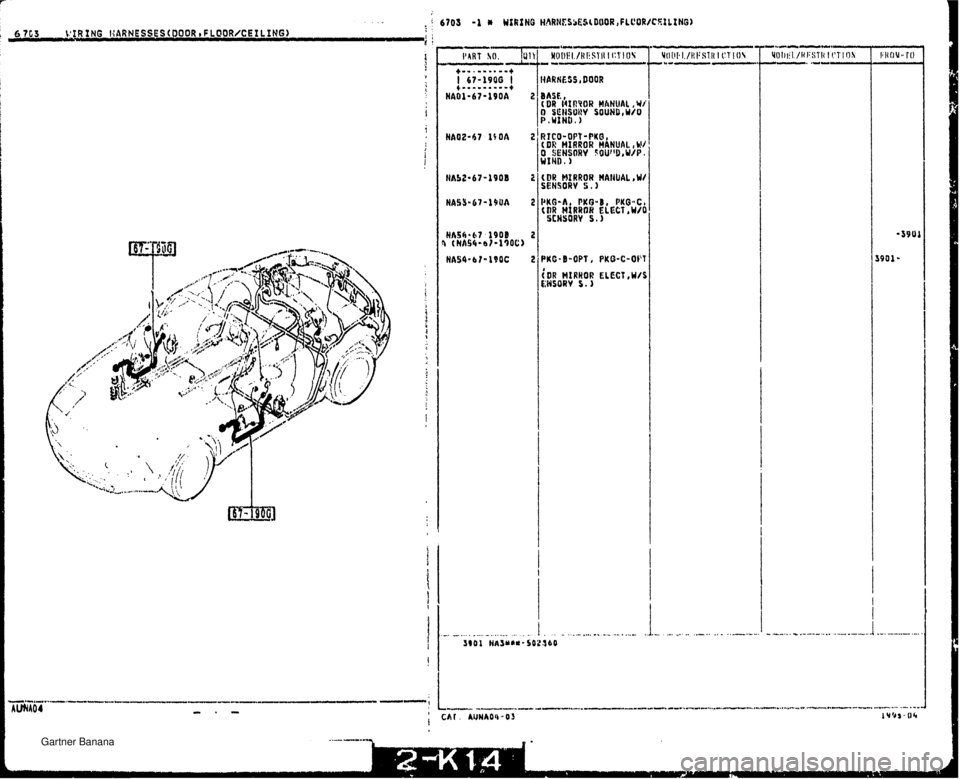 MAZDA MX-5 1994  Workshop Manual NAUZ-67 15 OA 2 RTCO-OPT-PKO, i C DR MIRROR HANUAL W/ 0 SENSQRV SOU"DaW/B I WIND, 1 I NA52-6701901 2 CDR MIRROR HAWAL ,U/ 1sEt4soYv 5.1 I   Gartner Banana  