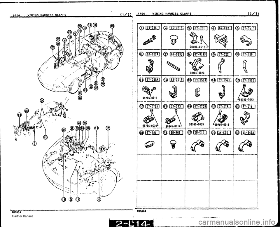MAZDA MX-5 1994  Workshop Manual 6704 WIRING NARNESS CLAMPS ( !& 670.4 . (2/21 > .--.-..-.- .-I-- C.. I..._ .. -.......-- .... .. ..-"   Gartner Banana  