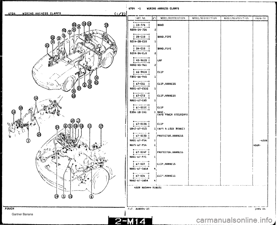 MAZDA MX-5 1994  Workshop Manual 6704 WIRING HARNESS CLAMPS i CLIP, HARIICSS 1 i   Gartner Banana  