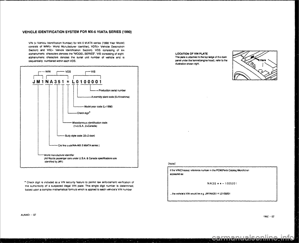 MAZDA MX-5 1990  Workshop Manual 