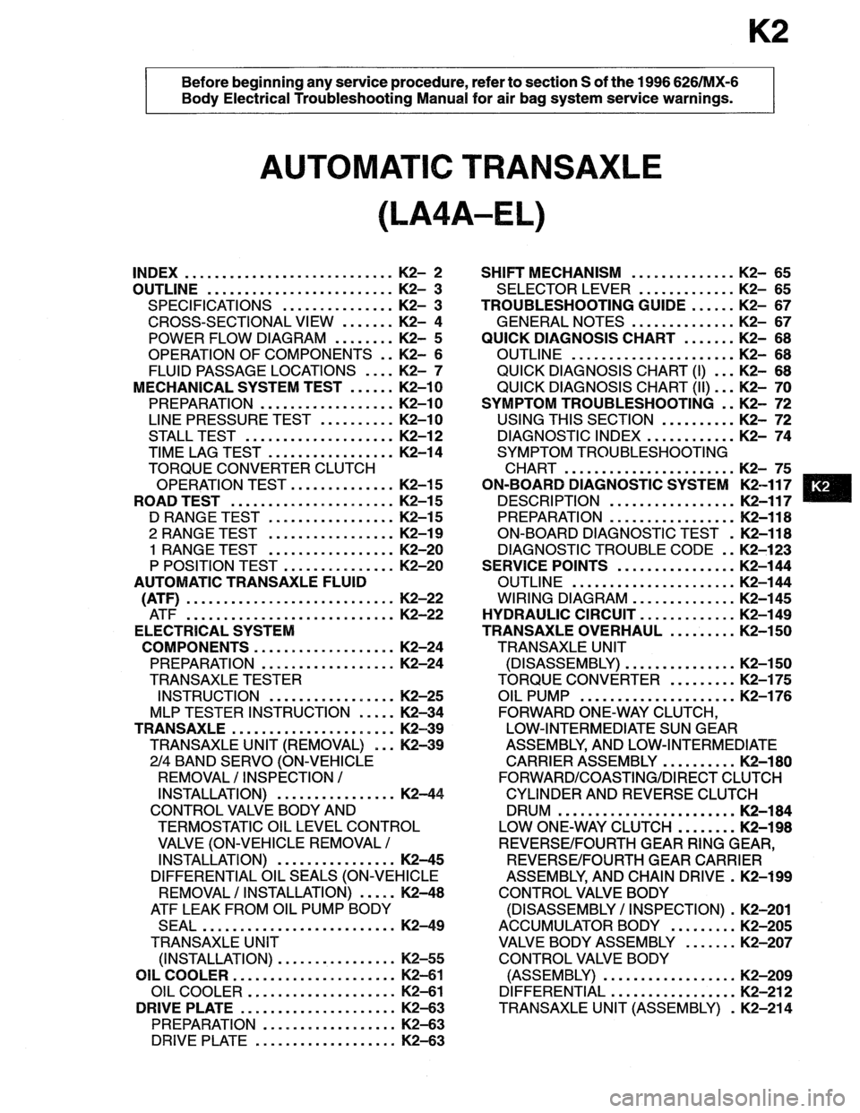 MAZDA MX-6 1996  Workshop Manual 