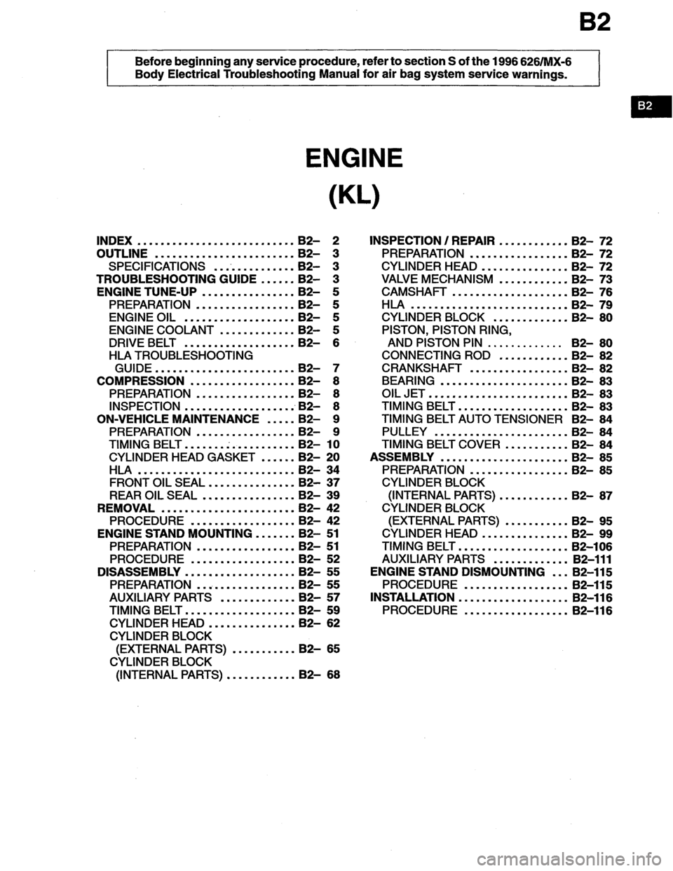 MAZDA MX-6 1996  Workshop Manual 