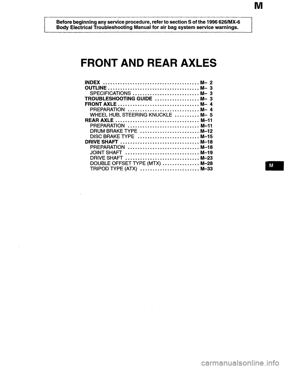 MAZDA MX-6 1996  Workshop Manual 