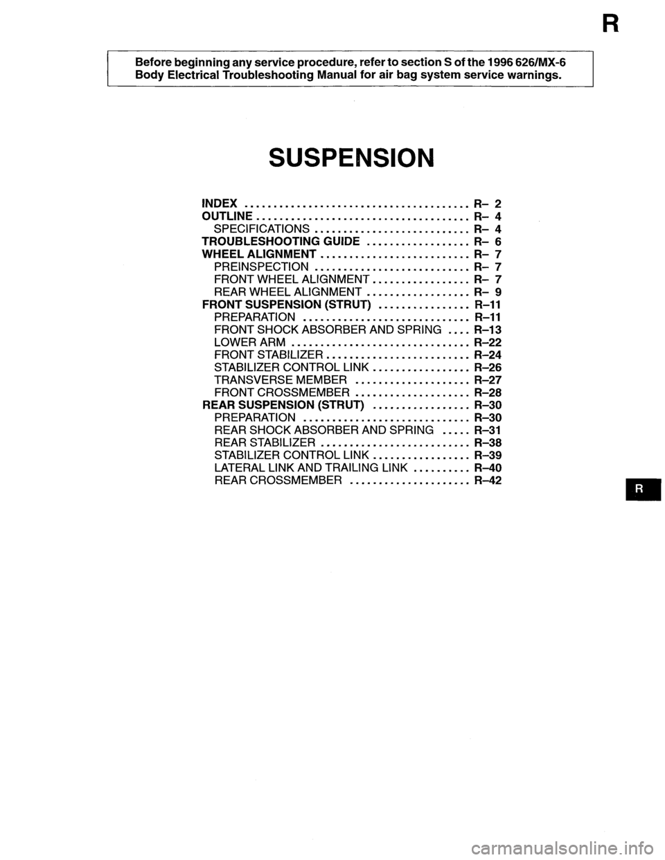 MAZDA MX-6 1996  Workshop Manual 