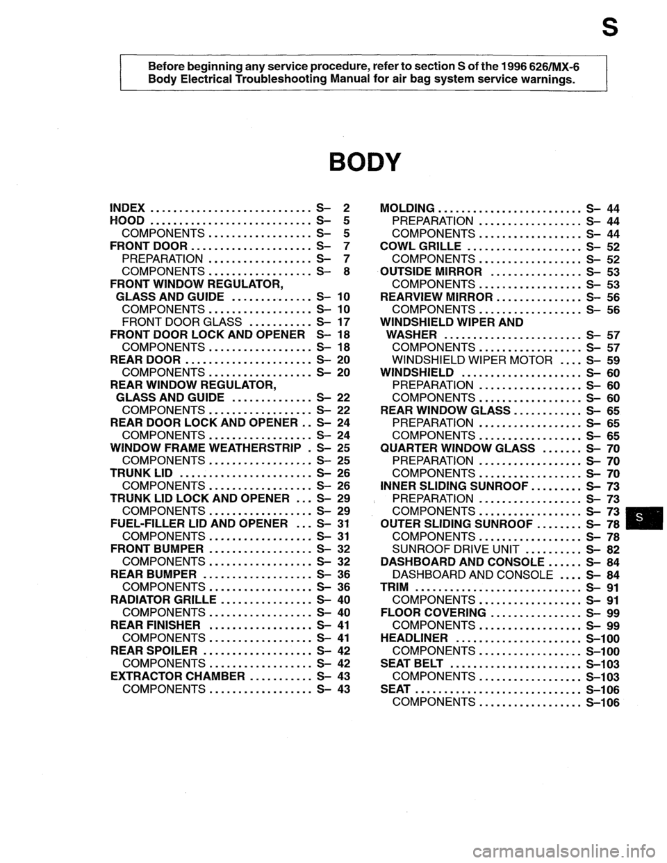 MAZDA MX-6 1996  Workshop Manual 